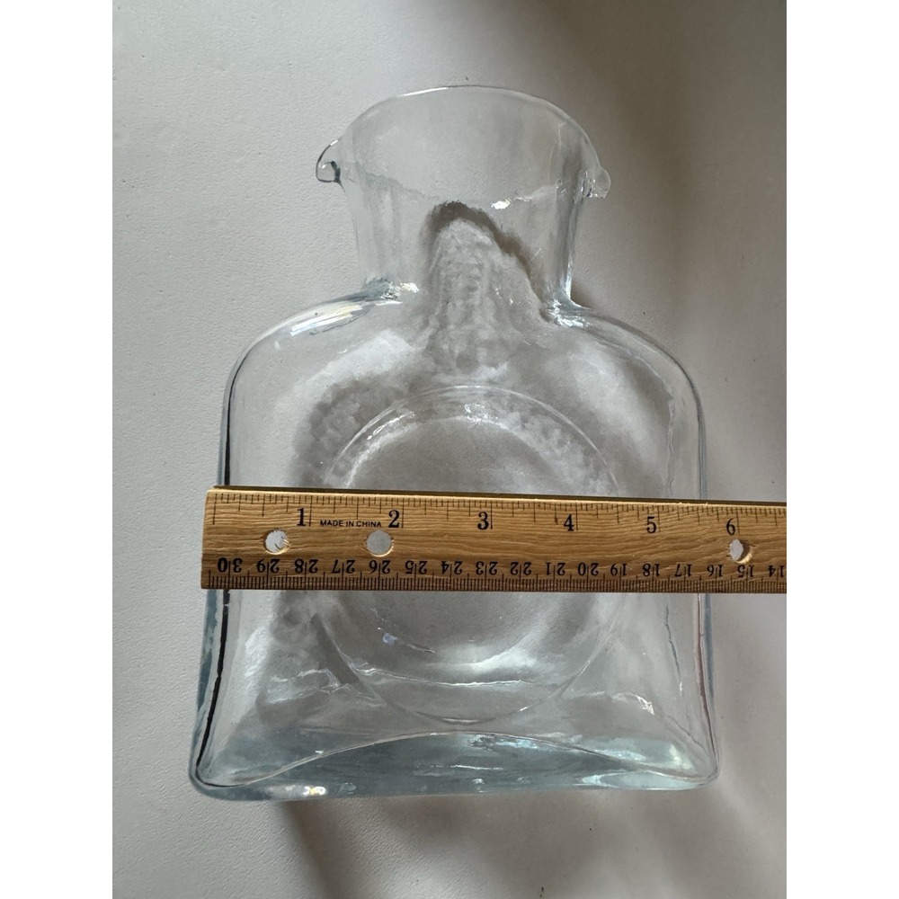 Vintage Blenko Glass #384 Water Carafe - Hand Blown Crystal Clear - Dual Spout - Picture 9 of 9